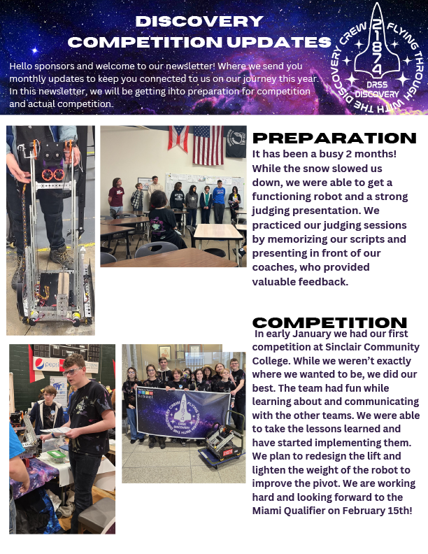 Dayton STEM School Robotics Team Newsleter