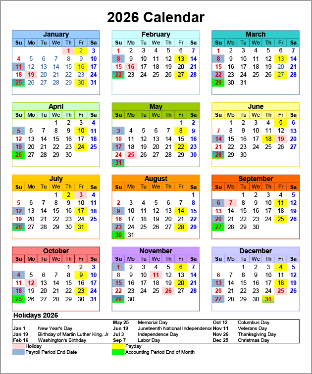 Accounting Calendar—2026